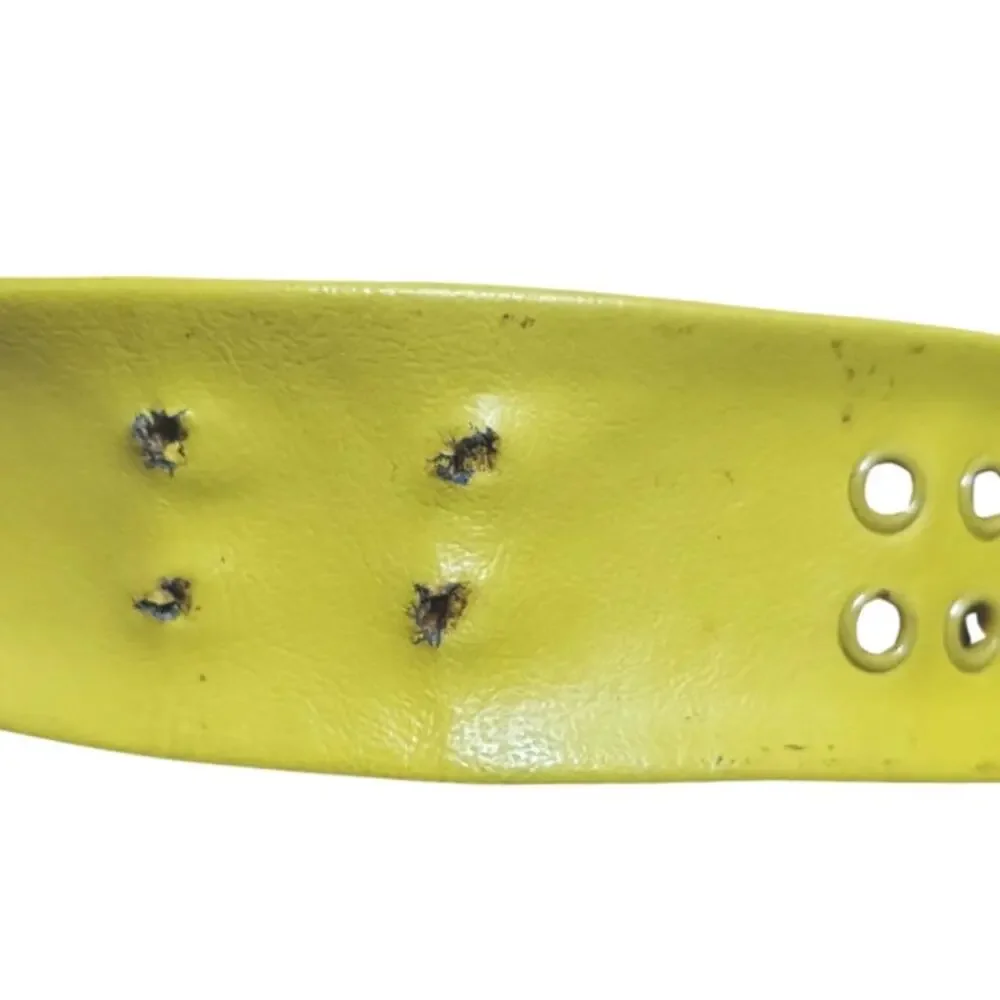1950s Wide Yellow Leather Waist Cinching Belt Size Small Vintage Miss Pat